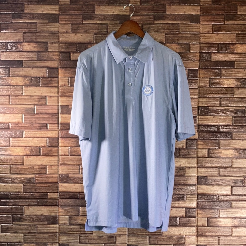 Mens Baby Blue Large Straight Down Golf Polo w/ The Hills Country Club Logo